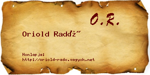 Oriold Radó névjegykártya